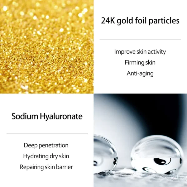 kf S4da74e71313c4ce99d8c513fba9e3eed6 Skincare Product 24K Gold Niacinamide Face Serum Anti Aging Hyaluronic Acid for Face Shrinks Pores Korean